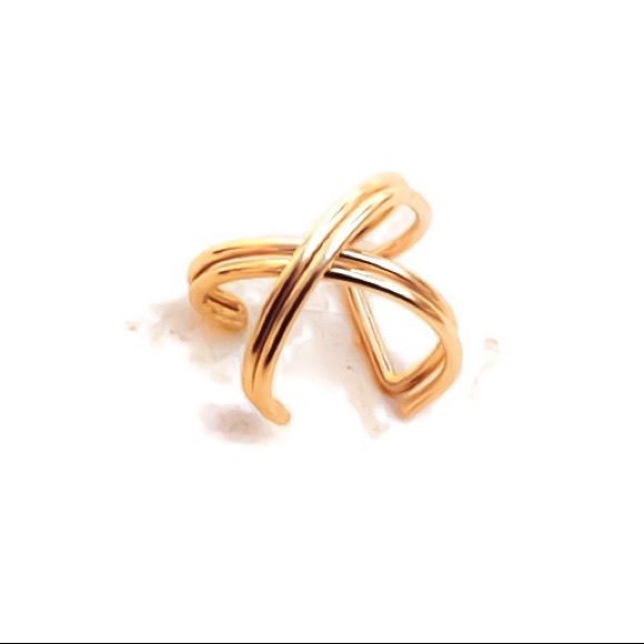 Double Criss Cross Helix Ear Cuff Clip On Earring - Picture 3 of 5